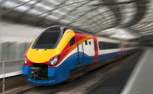 Fast Passenger Train with Motion Blur