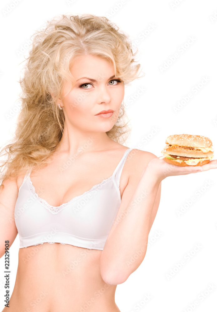 woman with burger