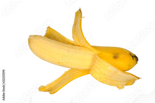 Peeled Banana On White background