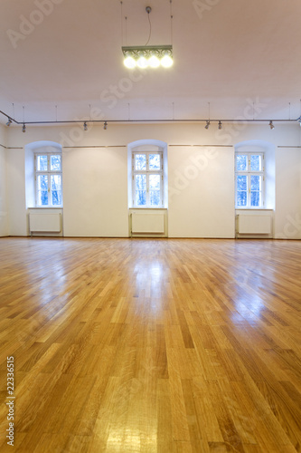 Empty art gallery with blank walls