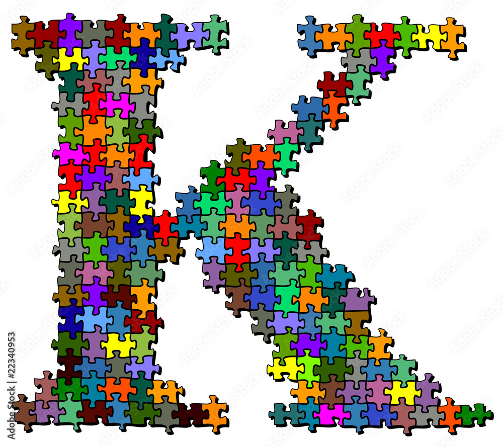 Obraz premium Illustration of letter made of puzzle