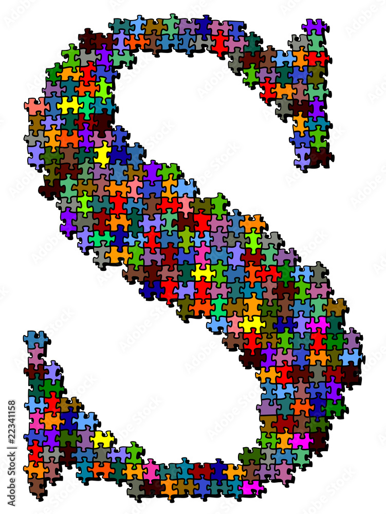 Obraz premium Illustration of letter made of puzzle