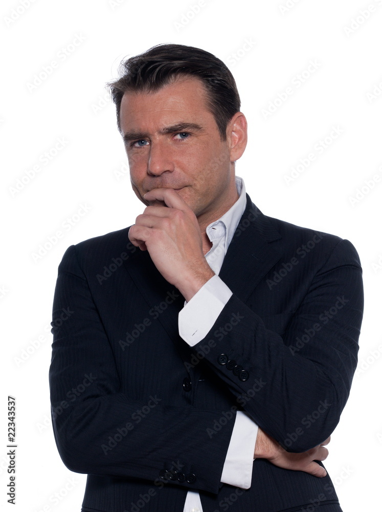 studio portrait on white background of a hansdsome pensive ma studio portrait on white background of a hansdsome pensive ma