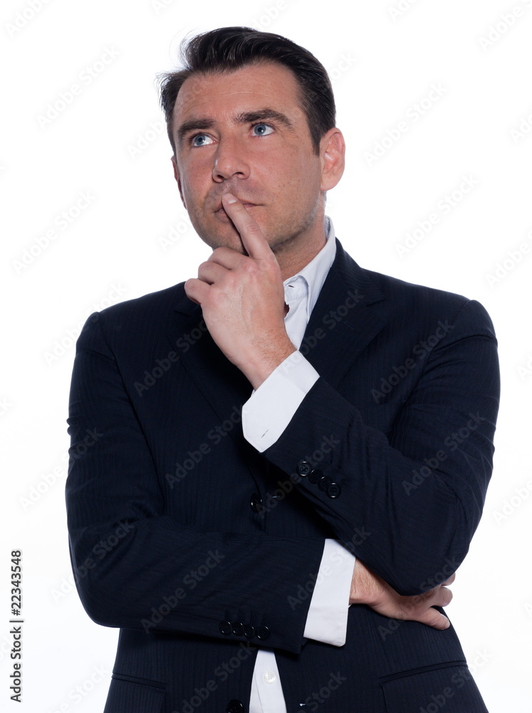 studio portrait on white background of a hansdsome pensive ma studio portrait on white background of a hansdsome pensive ma