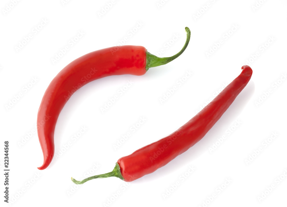 Red peppers isolated on white background. Red peppers isolated on white background.