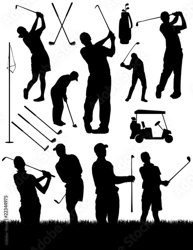 Vector Golf Elements and Silhouettes