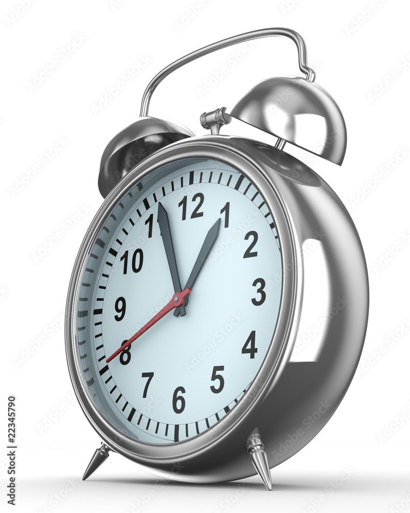 Alarm clock on white background. Isolated 3D image Alarm clock on white background. Isolated 3D image