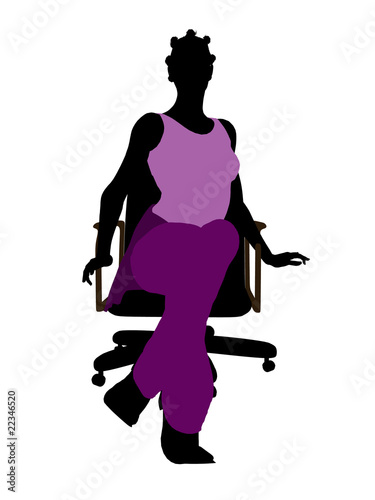 African American Casual Woman Sitting On A Chair Silhouette