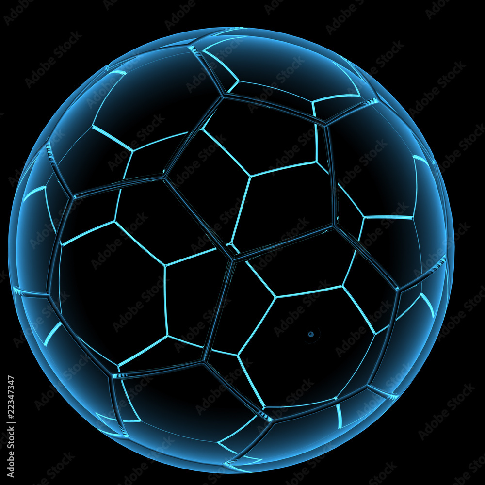3D rendered blue xray transparent classic ball 3D rendered blue xray transparent classic ball