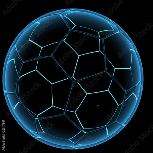 3D rendered blue xray transparent classic ball