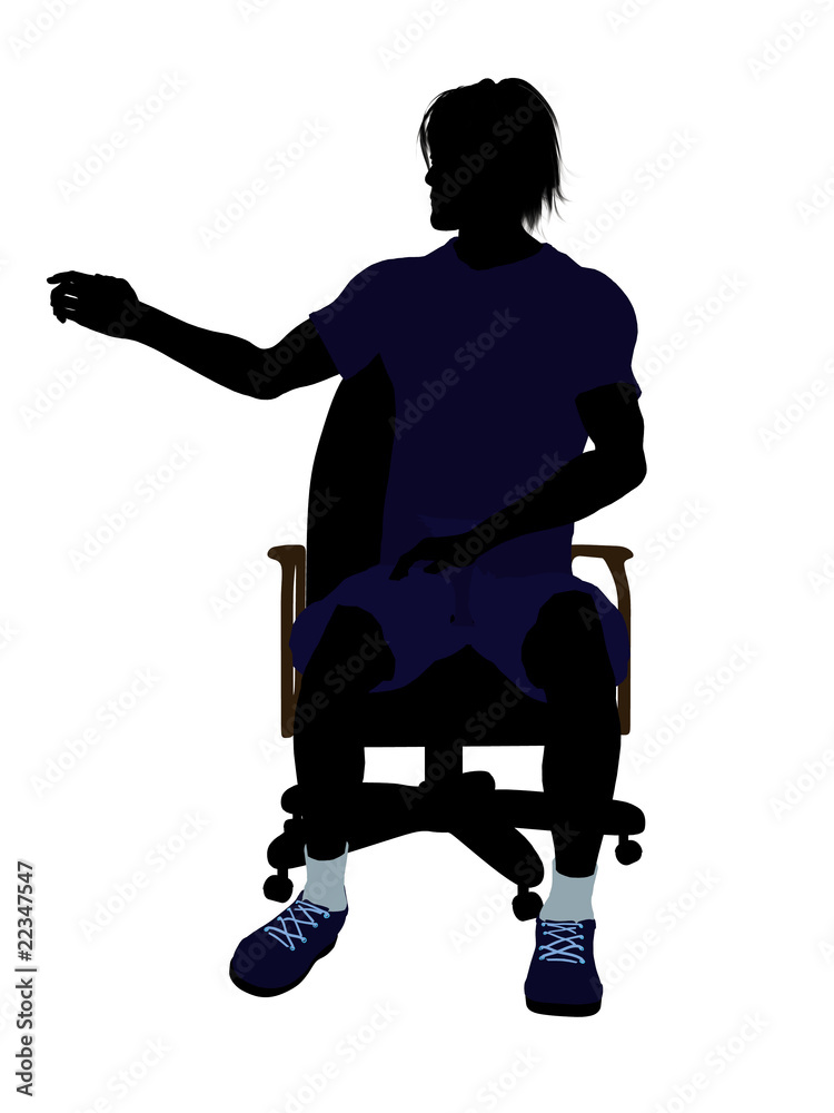 Male Tennis Player Sitting In A Chair Silhouette Male Tennis Player Sitting In A Chair Silhouette