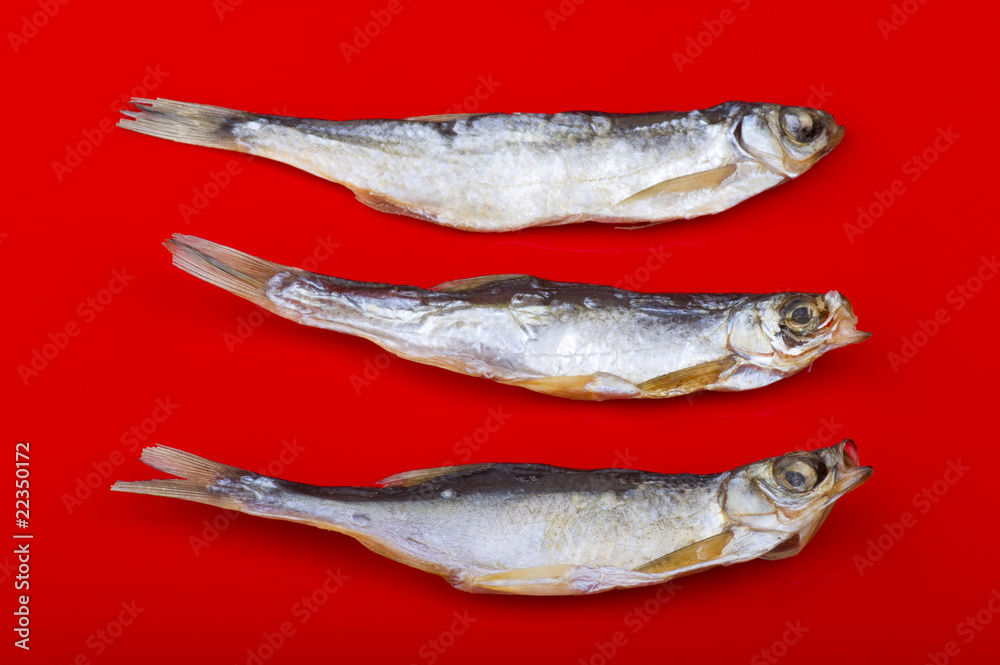 dry fish on red dry fish on red