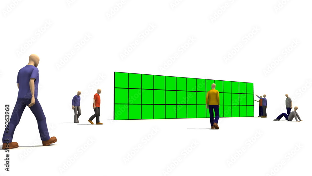 3D Character men pointing at a green screen