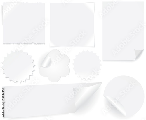 White paper blank stickers and labels
