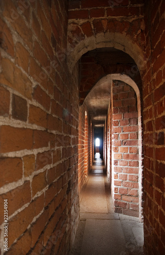 Narrow gallery with arches