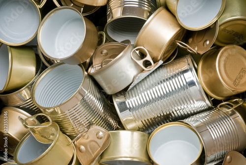 Tin cans ready for recycling photo