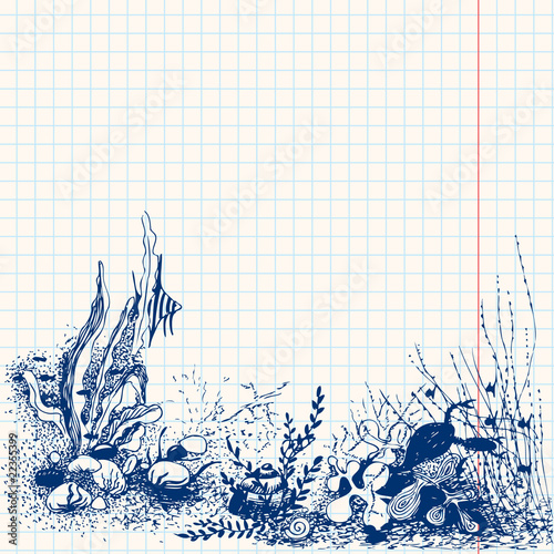 Doodle sea-bottom, underwater life