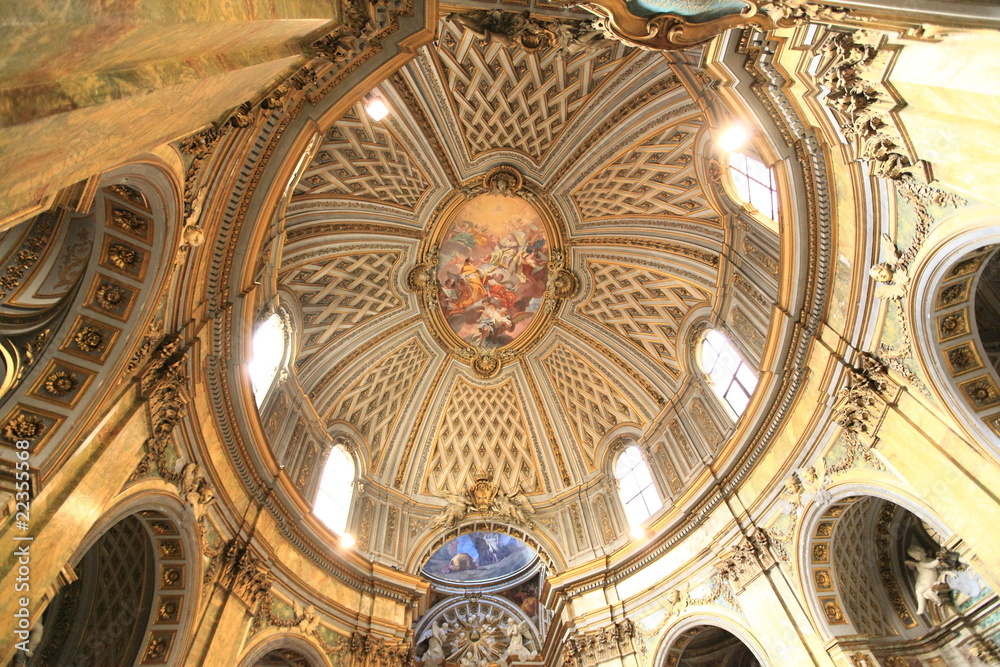 Dome of cathedral Trinita at Piazza di Spagna in Rome, Italy