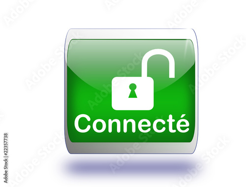 bouton vert web carré connecté cadena ouvert en fond