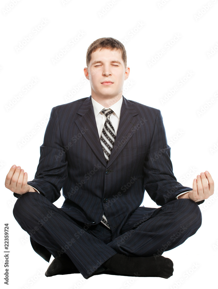 Businessman meditate , Isolated on white Businessman meditate , Isolated on white