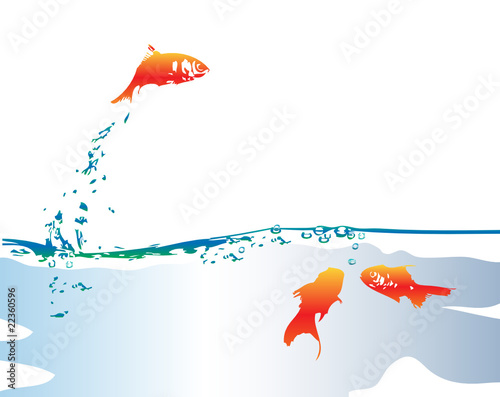 Drei Goldfische im Teich