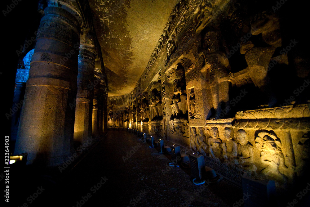 Naklejka premium Interior of an ancient cave temple