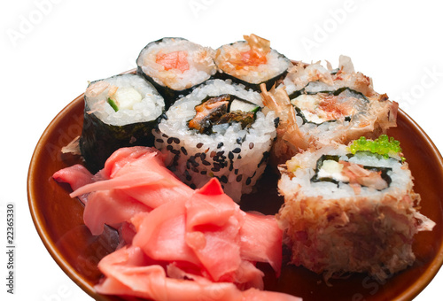 sushi rolls in plate