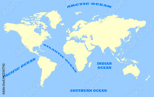 Map of World and oceans