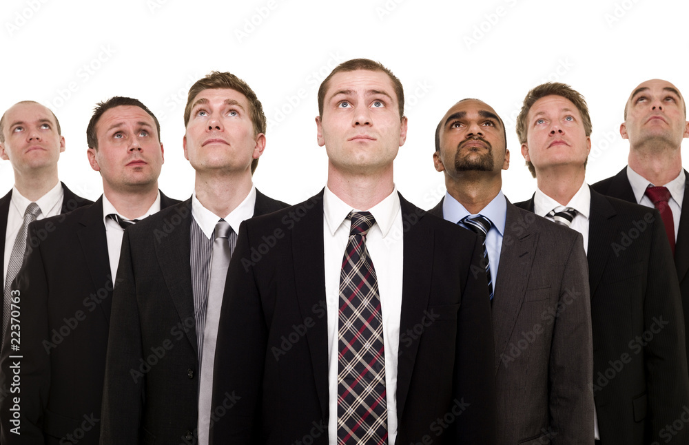 Confident team looking up Confident team looking up