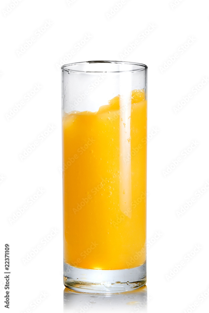 orange juice in the glass isolated on white orange juice in the glass isolated on white