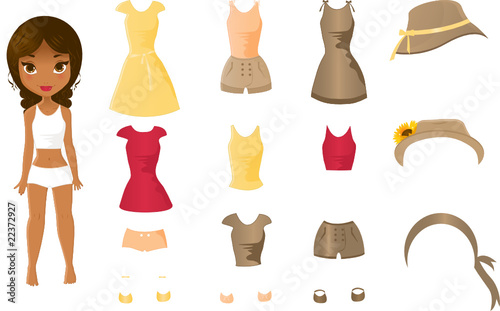 African American Girl paper doll