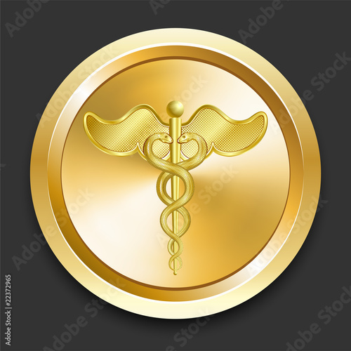 Caduceus on Golden Internet Button