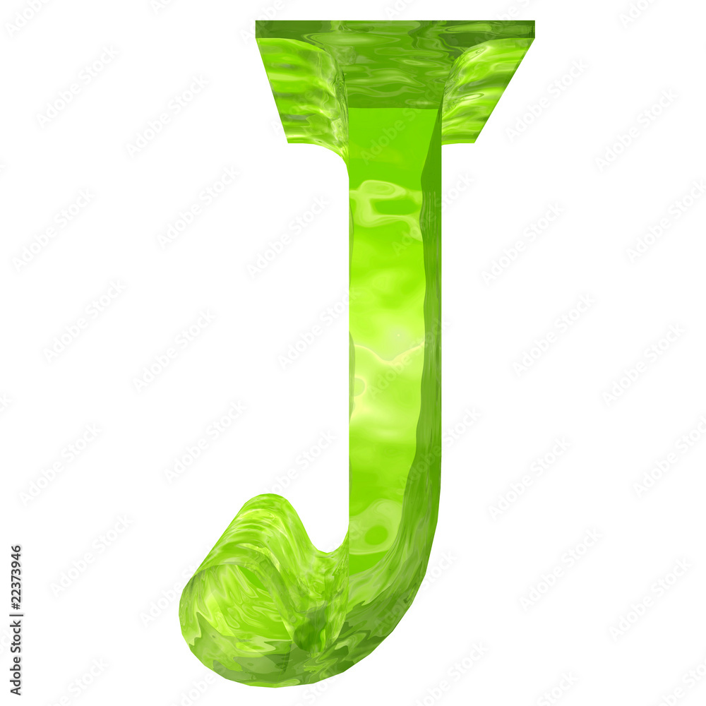 High resolution green glass font isolated