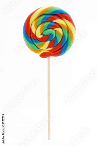 rainbow lollipop on white