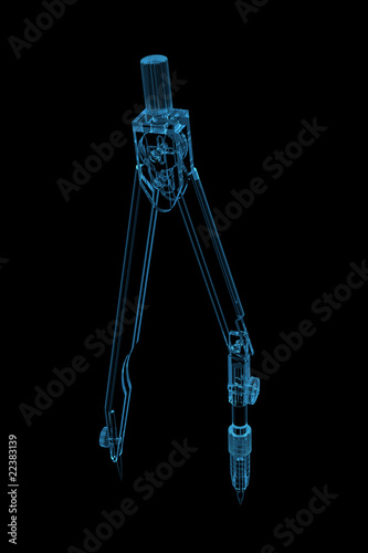 3D rendered blue xray transparent calipers photo