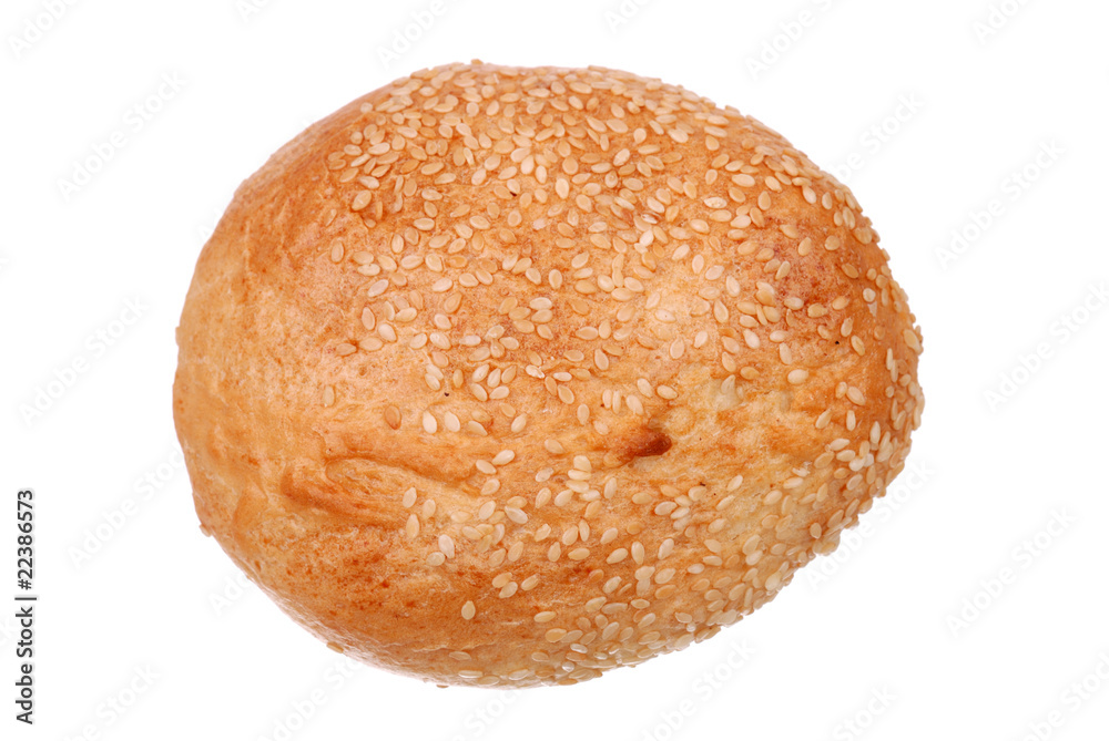 One fresh bun with sesame seeds One fresh bun with sesame seeds