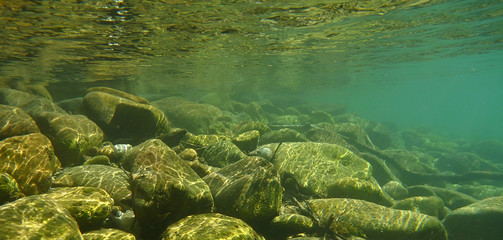 Papier peint photo Rivière Fond marin bleu mystérieux  © DeshaCAM