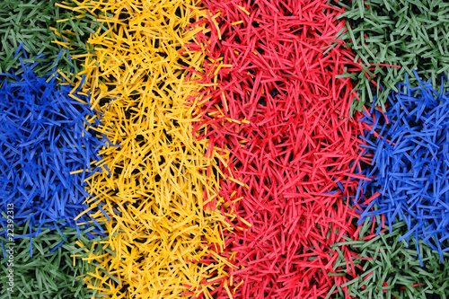 Green, Blue, Yellow and Red Artificial Turf
