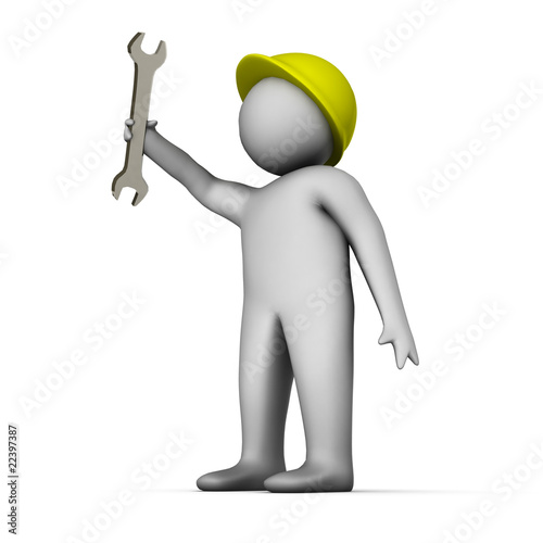 3d plumber with spanner photo