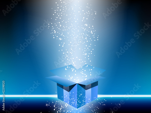 Blue gift box with stars.