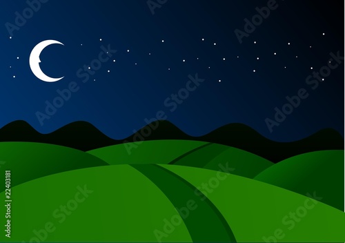 Fields at night