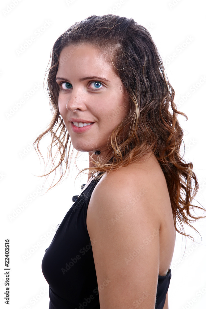 young beautiful woman portrait isolated on white young beautiful woman portrait isolated on white