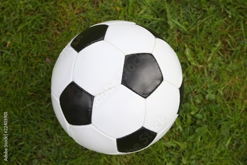 soccer ball from above on grass