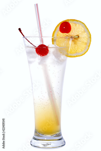 Tom Collins Cocktail isolated on white