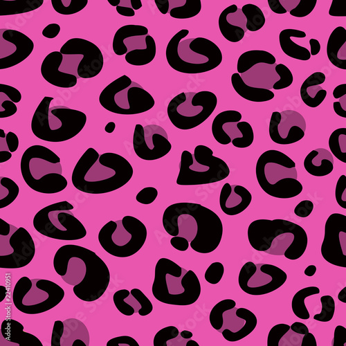 Seamless pink leopard texture pattern. Vector Illustration.