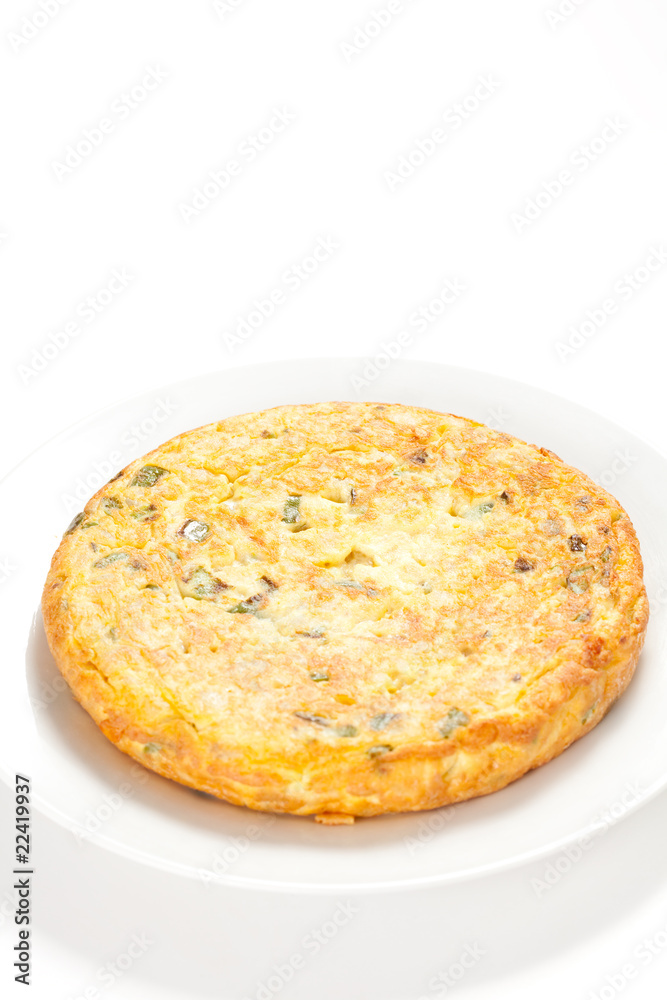 potato omelette with olive oil and green pepper