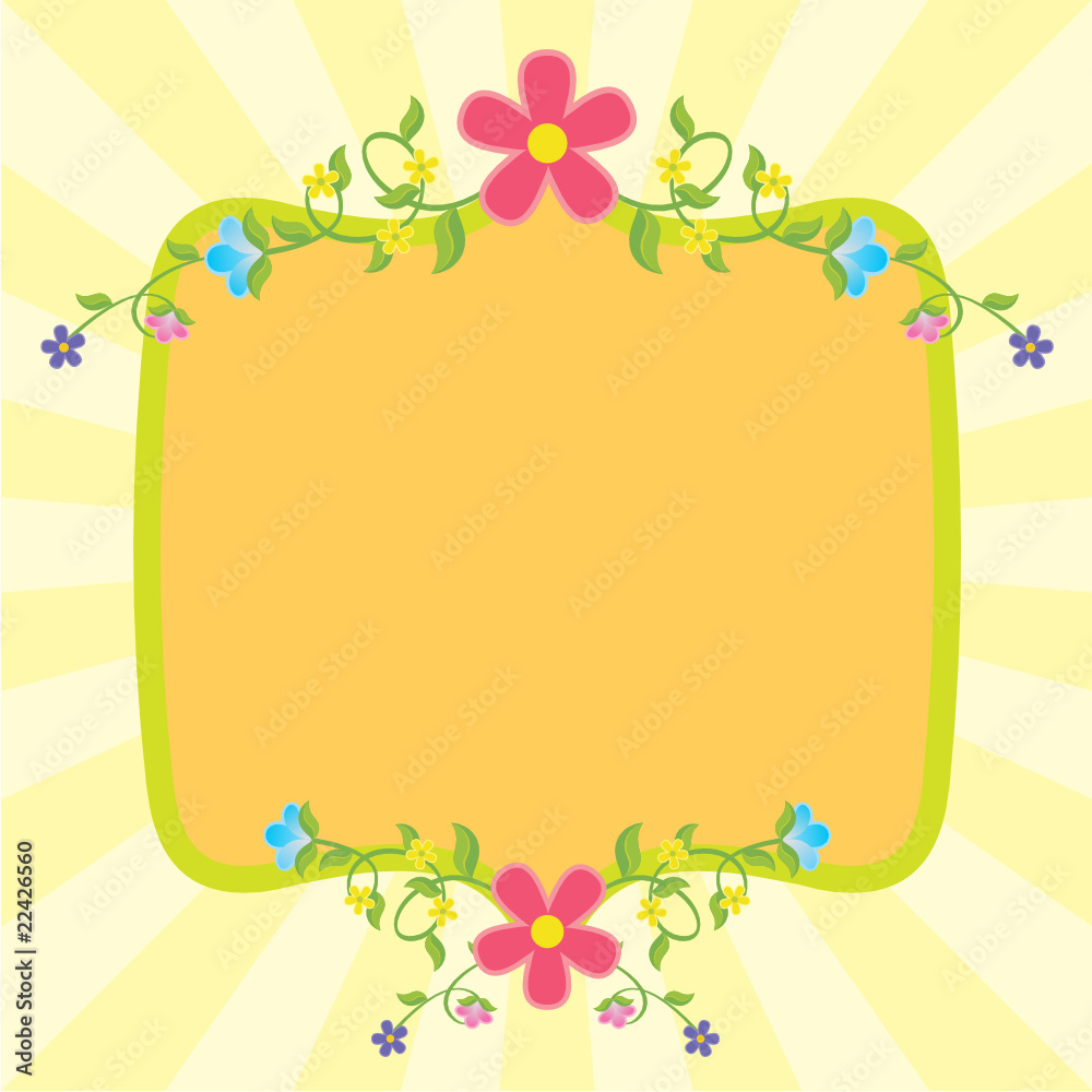 cartoon flowers yellow banner or frame cartoon flowers yellow banner or frame