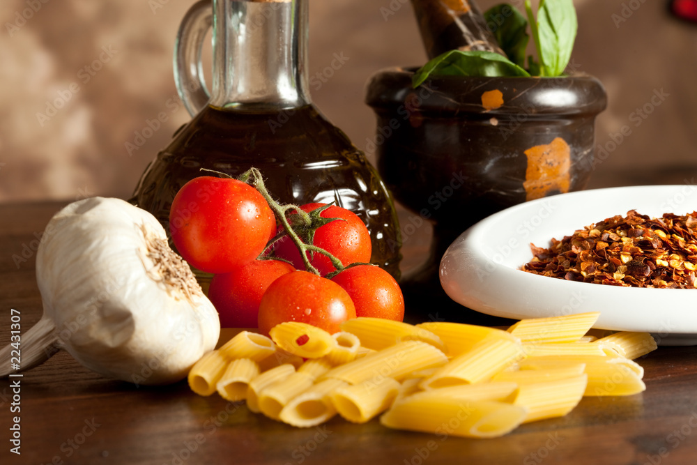 Pasta with garlic oil and chilli Pasta with garlic oil and chilli