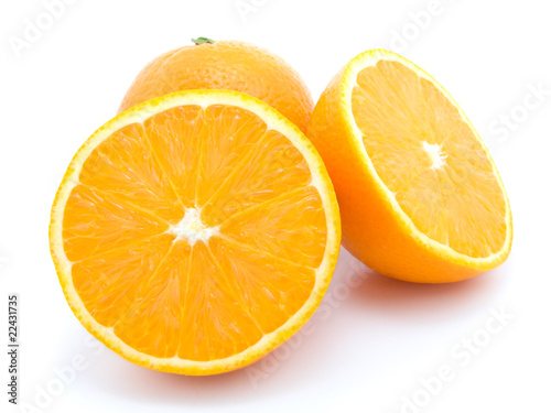 Ripe orange fruits isolated on white background