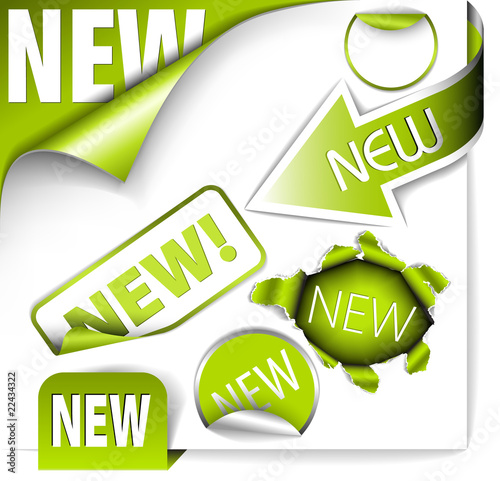 Set of green elements for new items